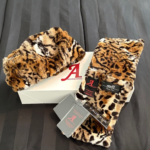 Adrienne Landau Leopard Faux Fur Set- Hat and Scarf - Picture 1 of 9